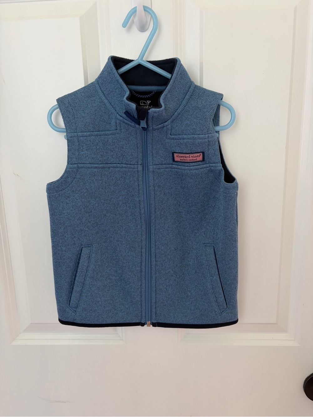 Vineyard Vines Dusty Blue Quilted (exterior) Fleece (interior) vest